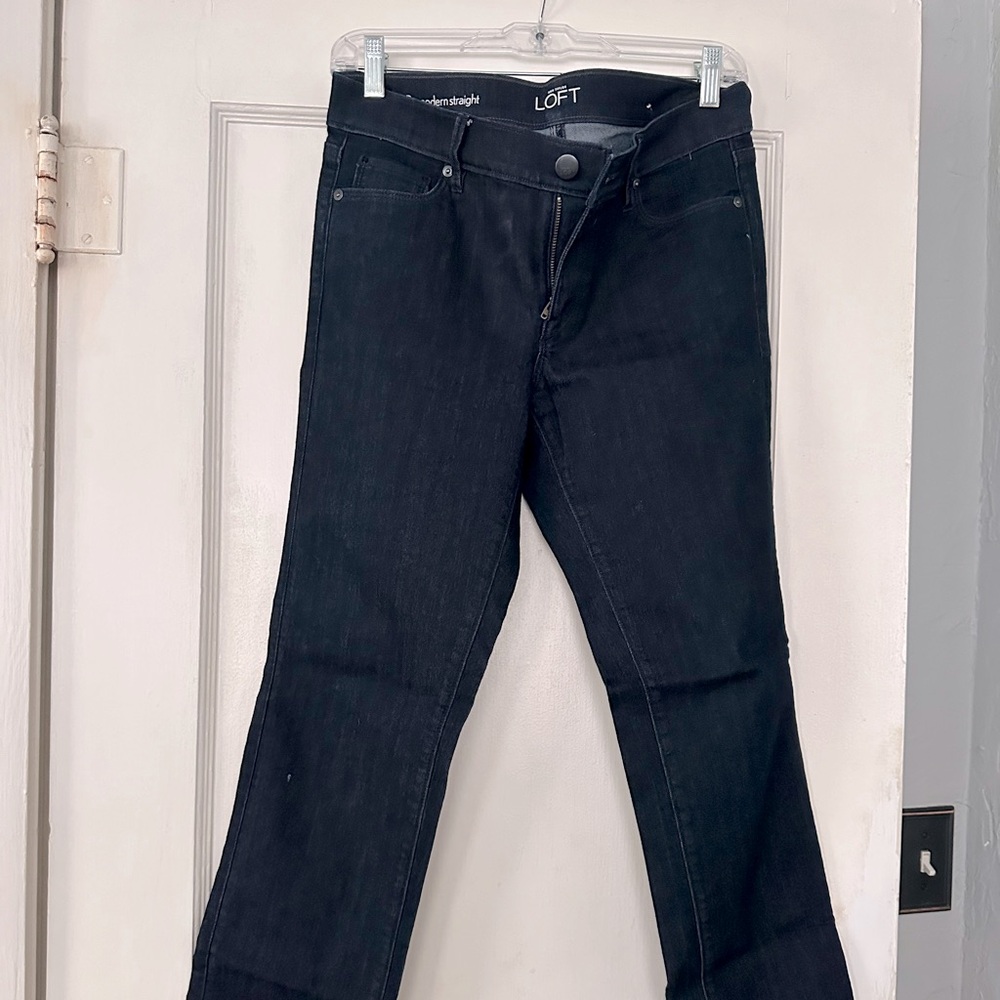 Loft women’s jeans, modern straight, dark denim